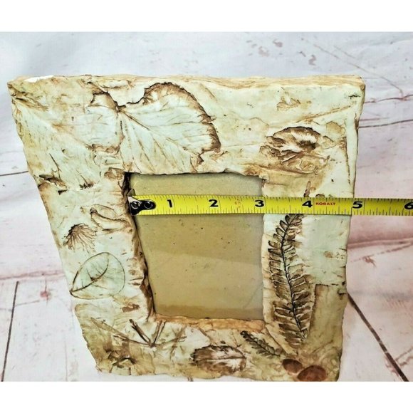 Rare Vintage Stone Leaf Embossed Freestanding Picture Photo Frame - Picture 8 of 12
